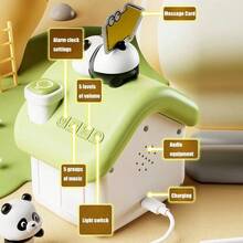 Reloj despertador de dibujos animados para nios, con forma de casa y luz nocturna, 3 alarmas, pantalla de temperatura, recargable por, para mesitas de noche, reloj despertador - A - Ver 4