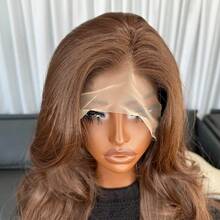 Kanekalon Futura Hair Light Brown 13x6 Synthetic Lace Front Wigs For Women 22 Inch Long Straight Glueless Kanekalon Hair Resistant Synthetic Hair Wigs Free Part 150% Density For Women Daily Party Vacation Holiday Use Easy To Install And Take Off For Beginners - Light Brown - View 9