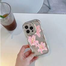 Funda para teléfono con diseño de flor de lirio rosa, compatible con teléfonos ,  17,  16 Pro Max,  15 Pro Max,  13 y  12. Fabricada en TPU, ofrece una excelente protección contra golpes y caídas. Una opción ideal para amantes de la naturaleza, familiares y amigos, y perfecta para regalar en cumpleaños, aniversarios y festividades. - Plateado - Ver 5