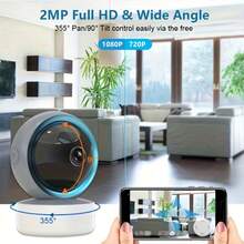 Indoor Camera 355° Pan 90° Tilt With Infrared Night Vision, Two-Way Audio, 2.4G WiFi & Instavision APP Remote Viewing, Compatible With 911 Alarm Center - Black and White - View 3