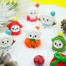 12pcs/Set Original Design DIY Christmas Snowman 3D Decor Resin Accessories, Christmas Decorations - Multicolor - View 1