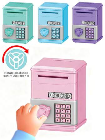 Caja de dinero ATM para niños, con cerradura mecánica y de contraseña, caja de almacenamiento creativa, juguete de regalo de cumpleaños para niños de jardín de infantes, gabinete de almacenamiento de llaves