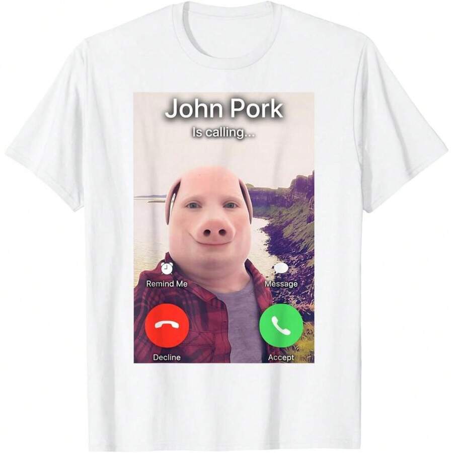 John Pork T-Shirt Is Calling - White - View 1