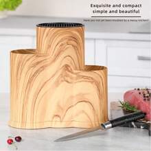 Multi-Function Kitchen Storage Rack - Non-Slip Rubber Knife Holder With Chopstick Rack, Freestanding Knife Block And Utensil Organizer - Khaki - View 4