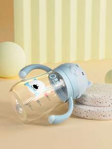 1pc 240ml Cute Cartoon Design Children's Cup, Adorable Baby Training Cup, High-Quality Leak-Proof & Anti-Drop Material, With Comfortable Handle & Weighted Ball, Suitable For Babies 6 Months+, Home, Outdoor, Kindergarten Use, Holiday Gift - 汪先生藍色 - 查看 3