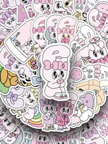 50张卡通兔子贴纸，趣味复活节兔子贴纸，美观贴纸套装，可爱卡哇伊剪贴簿贴纸，日记贴纸，散装贴纸，文具贴纸，剪贴簿贴纸，防水贴纸，适用于滑板、行李箱、笔记本电脑、保险杠、派对用品 - 彩色 - 查看 2