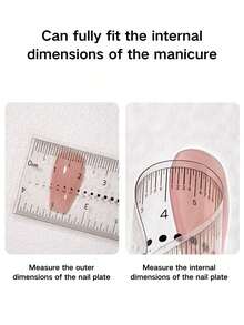 1/5pcs Transparent Flexible Nail Ruler, Wearable Nail Measurement Card With Rhinestone Size Comparison Scale, Precise Measurement Tool For Nail Salon, Popular Nail Art Accessory, Portable - Multicolor - View 2