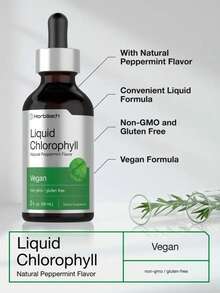 Horbäach Liquid Chlorophyll Drops | Vegan, Non-GMO, And Gluten Free Formula | Natural Peppermint Flavor - 1-GÓI - Xem 5
