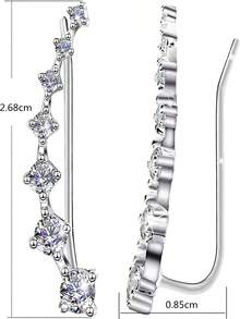 2pcs Rhinestone Decor Earrings - Bạc - Xem 6