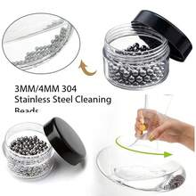 200颗不锈钢精密清洁球，可重复使用的金属醒酒器清洁球，适用于醒酒器、玻璃器皿和烧瓶，带收纳容器，工业轴承球 - 彩色 - 查看 3