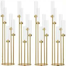 1个五臂烛台，落地式大烛台，金色烛台装饰，适合餐桌摆设，金属材质，适用于圣诞节、婚礼、家居装饰、万圣节派对及其他场合。 - 金色 - 查看 3