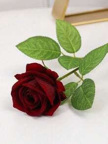 1 pieza/4 piezas/5 piezas/6 piezas/7 piezas/8 piezas/10 piezas/12 piezas/16 piezas Rosas rojas de terciopelo artificial, rosas falsas realistas, ramo de novia, decoración floral, rosas falsas, regalo del Día de San Valentín, fiesta de boda, decoración del hogar, decoración navideña, regalo de cumpleaños, decoración interior y exterior (Nota: Puede tener aroma, colóquelo cerca de una ventana durante 1-2 días para su ventilación), plantas artificiales - Burdeos - Ver 2