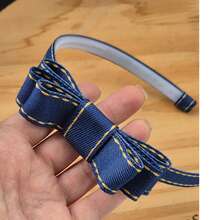tiara ou arquinho jeans laço básico jeans para dia dia infantil, acessório infantil. - Azul - Visão 2