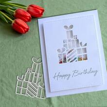 一套金属切割模具，DIY剪贴簿压花模具，卡片制作模板，适用于相册装饰，剪贴簿用品 - 銀色 - 查看 2