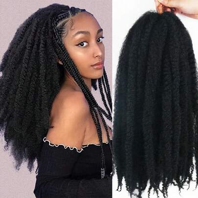 FULCRUM 10/16/18/24/30 英寸马利扭结辫发非洲式卷发扭结钩针假发合成黑色马利接发，适合女性