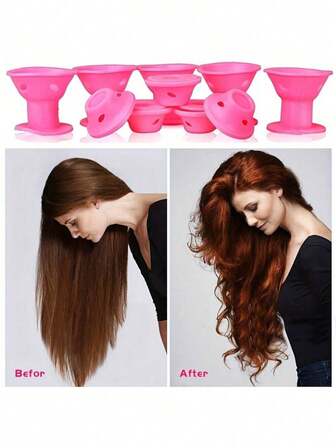 10PCS Minimalist Practical Style Pink & Blue Two-Tone Silicone Hair Rollers Heat-Free Design Hair-Friendly Easy To Use Creates Natural Curls & Air Bangs Family Use/Travel/Bathroom Styling/Daily Commute/Dating Prep Portable Hair Styling Tool For Short & Medium Hair Valentine's Day/Mother's Day/Graduation Season/New Year Gift