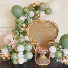40 piezas Conjunto de globos verde salvia y dorado, globos de látex de 10 pulgadas adecuados para cumpleaños, revelación de género, boda, despedida de soltera, decoración de fiesta de eucalipto - Multicolor - Ver 7
