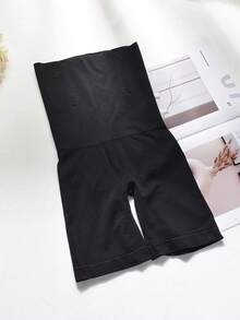 1pc Women's High-Waisted Tummy Control Butt Lifting Shaping Shorts - Opaque Heavy-Duty Compression Underwear, Postpartum Belly, Workout & Everyday Pants, Washable (No Padding) - 黑色 - 查看 9