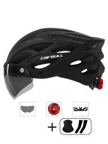 Ultralight Cycling Helmet Outdoor Motorcycle Bicycle Taillight Helmet Removable Lens Visor Mountain Road Bike Helmet