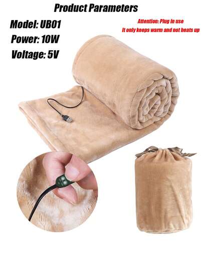 USB Powered Heated Blanket, Warm Coverage, Wearable Shawl, Heating Pad, For Office, Outdoor Camping Travel, Wheelchair Cover. Available In Gray, Pink, Khaki. Adjustable Temperature