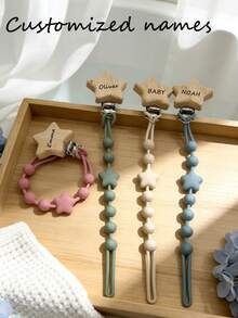 Clip personalizado para chupete, diseño de estrella, material de silicona suave, chupete de dentición anti-pérdida - Multicolor - Ver 2