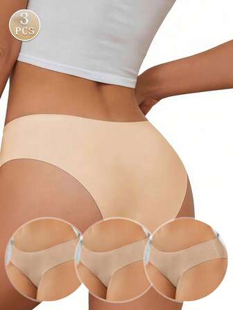 3pcs Women's Seamless Soft Breathable Comfortable Versatile Briefs