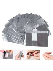 50/100/200pcs Nail Polish Remover Foil Wraps, With Pads Aluminum Foil Wrap, Nail Polish Remover Tools, Metal Cuticle Pusher, Nail Gel Remover, Remover Caps - Silver - View 4