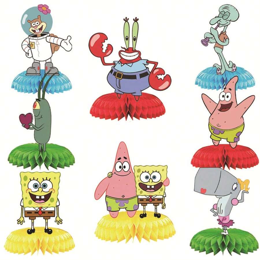 8pcs  Honeycomb Centerpiece Decorations - Party Table Decor! Cute  Themed Birthday Party Centerpieces, Complete Party Decoration Set. Must-Have For Fan Gatherings! - Multicolor - View 1