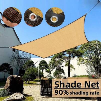 Stort beige skuggnät med öljetter - HDPE-nätväv för växthus, pool, uteplats, växter, lusthus och veranda, finns i flera storlekar