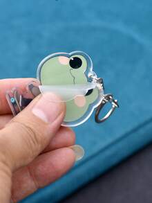 1pc Cute Cartoon Frog Keychain, Creative Design Pendant, Student Backpack Accessory, Gift, Key Chain - Green - View 3