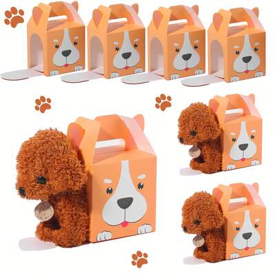 Paquete de 10 cajas de papel con decoración de casita de perro y tema de cachorros para fiesta, adopción, regalo hecho a mano y decoración de mascotas