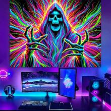 1pc HEGO Polyester Skull Tapestry – UV Reactive Multipurpose Wall Hanging, Brushed Fabric Without Electricity For Home Decor, Festivals, Parties, Weddings, Video Backgrounds, Unique Artwork & Accessories - Multicolor - View 8