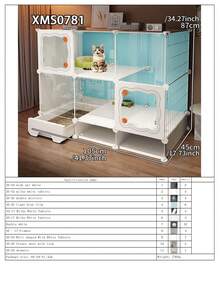 Cat Cage With Litter Box, Indoor Home Use 1 Bedroom 1 Bathroom Cat Villa, Small Footprint Cat Cabinet With Drawer Style Litter Tray - Multicolor - View 17