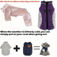 冬季狗狗衬衫 | 狗狗睡衣，四脚连体服，狗狗家居服，针织涤纶面料，适合中小型犬，可机洗，舒适的狗狗睡衣（适合中小型犬） - 柔软保暖的恢复服，弹性贴身设计，适合贵宾犬、比熊犬、法国斗牛犬、吉娃娃等犬种