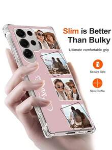 1pc Customizable 4-Photo DIY Phone Case, Shock-Proof Design, Compatible With Samsung S25/S25Plus/S25Ultra/S25Edge/S24/S23/S22/A16/A55/A56/A17/A07 And Other Models, Best Gift For Couples, Friends, Parents, Boyfriend/Girlfriend, Ideal For Carrying Outdoors, Android Phone Protective Cover,Cute Phone Cases, Customizable Things For Men - Clear - View 4
