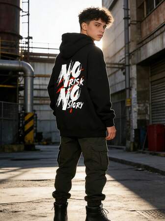 Teen Boy Black NYC Arched Logo Hoodie - Features "NYC", "ALL GIRLS TEAM", And "SPORTS CLUB" Lettering - Soft Fleece, Perfect For Casual, Sports, Everyday Wear In Fall And Winter