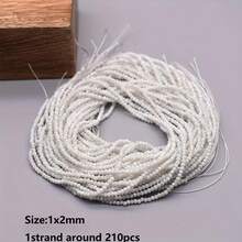1 hebra de 210 piezas de cuentas de cristal facetadas de 1x2mm de color AB brillante, cuentas espaciadoras redondas de cristal para hacer joyas, hallazgos DIY, collares hechos a mano - Cuentas planas de 1x2 mm - Ver 19