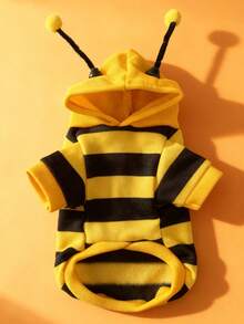 1件条纹蜜蜂图案卫衣，秋冬季保暖卫衣，适合小型宠物兔，可爱蜜蜂图案，兔子宠物配件，兔子宠物用品，兔子，兔子宠物配件，兔子宠物用品