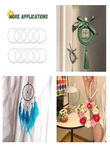 10/30/50/100 szt. Białe plastikowe pierścienie do łapaczy snów - 2,4-calowe duże gładkie okrągłe pierścienie do robótek ręcznych, gładkie krawędzie, elastyczne, odpowiednie do samodzielnego tkania, łapaczy snów, wieńców, bukietów - kompatybilne z tkaniną, przędzą, wstążkami, filcem - idealne do dekoracji domu, na imprezy, wesela, urodziny - hurtowe pierścienie do robótek ręcznych - pierścienie do tkania kwiatów, akcesoria do samodzielnego wykonania łapaczy snów - lekkie i wytrzymałe tworzywo sztuczne - Wielokolorowe - Zobacz 6