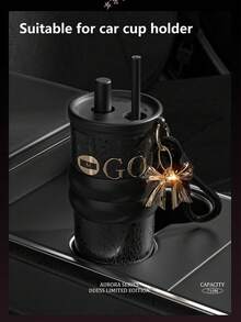 1个优质保温饮料杯，316不锈钢材质，户外/车载吸管水瓶/咖啡杯，保温/保冷，防漏，适配车载杯架，适合运动、旅行和上学，情人节和女士的绝佳礼物 - 彩色 - 查看 8