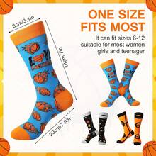Coume 3 Pares de Calcetines Deportivos Divertidos para Fútbol ​ ​ baloncesto Fútbol ​ ​ voleibol Softbol ​ ​ para Videojuegos Regalos para Mujeres y Hombres(Estilo de Baloncesto,Naranja, Negro) - 1 - Ver 4