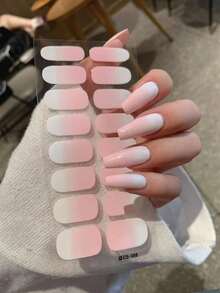 1片新款渐变色美甲贴纸，全甲贴膜，防水可撕式美甲贴纸，女士美甲贴花，自粘式美甲贴纸，易于使用，适合节日、派对、生日礼物美甲用品 - 淺粉色 - 查看 2