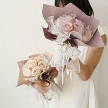 1 Roll 28cm*4 Yards White Ruffled Organza Ribbon, Transparent Decorative Ribbon For Wedding Trim & Party Decoration, Perfect For Valentine's Day Gift Wrapping, Romantic DIY Craft Ribbon For Holiday Decor - White - View 5