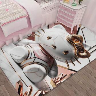  [Comfortable 31x20in/ 78x50cm Crystal Velvet Rug]1pc Sanrio For Kuromi Black Crystal Velvet Area Rug, Non-Slip, Machine Washable, Polyester 100%, Comfortable Chair Rug For Living Room, Bedroom, Home Decor, Christmas Xmas Decoration