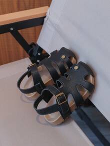 1 Pair Baby Girls' Summer Hook And Loop Sandals, Fashion Toddler Shoes - Black - View 3