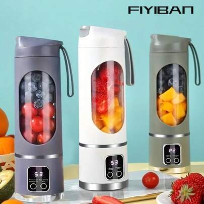 FIYIBAN 1个便携式迷你搅拌机/榨汁机 - USB充电，无线个人搅拌机，配备不锈钢刀片，非常适合制作冰沙和奶昔，是户外使用的理想之选，也是一份很棒的圣诞礼物，有3种颜色可选。