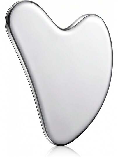 Stainless Steel Gua Sha Facial Tools, Metal Guasha Tool For Face, Body, Jawline Shaper, Double Chin Reducer, Skin Care Massager, Gift With Pouch (Silver)