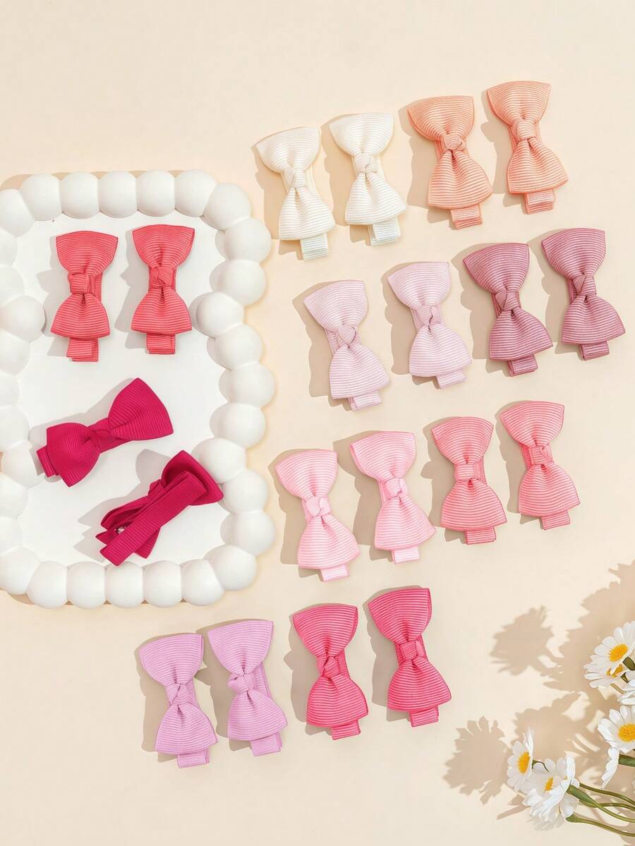 20pcs Mini Hair Bowknot Clips Cute Ribbon Hair Barrettes Hair Accessories, Hair Clips,Valentines Day - Multicolor - View 1