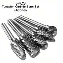 5/10pcs Tungsten Carbide Rotary Burr Set - 1/4" 6mm Shank, 6x10mm/3x6mm Double Cut Rotary Burr - Multi-Purpose Carving & Cutting For Metal, Wood, Stone, Plastic - High Hardness Milling Cutter Tool Kit - Multicolor - View 3