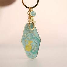 New Constellation Bag Charms Enamel Motel Keychain Twelve Zodiac Metal Jewelry Bohemian Style Trinkets Gift For Family Friend - Nhiều màu - Xem 15